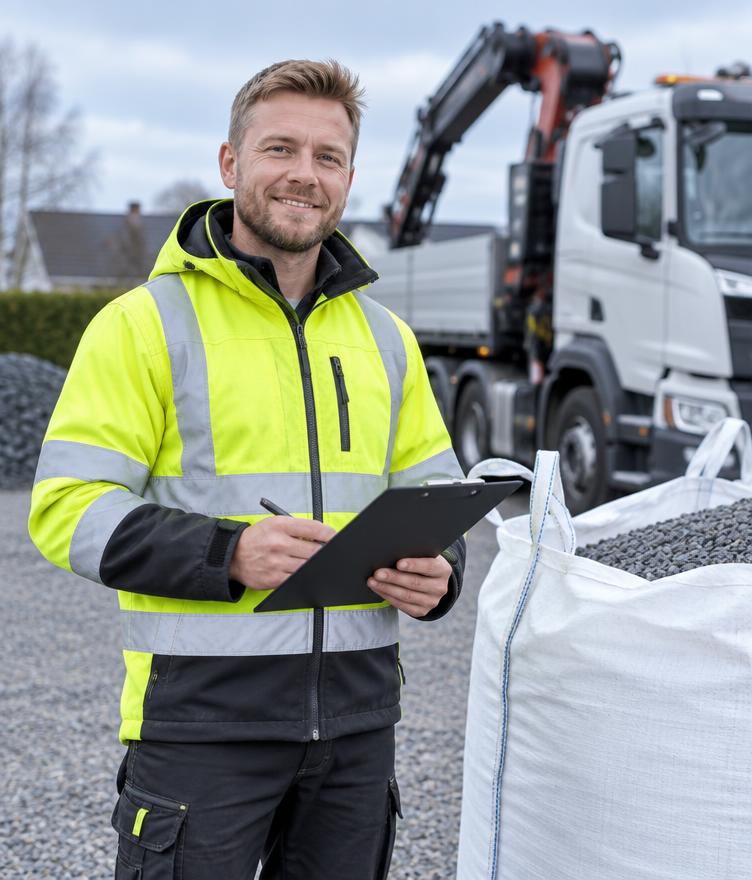 Leveringsrådgiver ved kranbil og bigbag